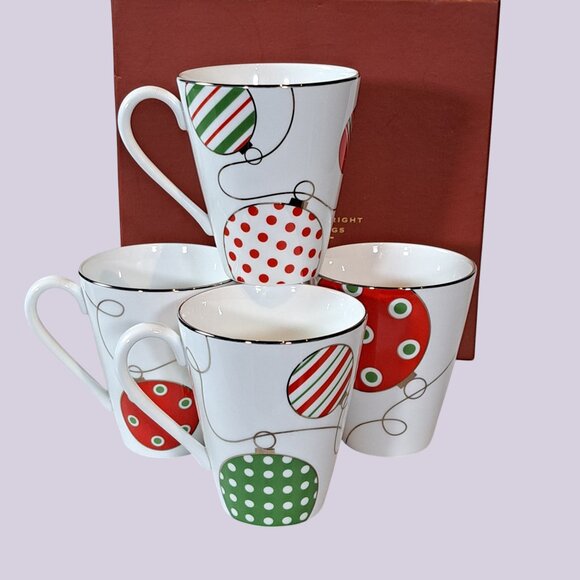 Lenox Merry and Bright Christmas Ornament Mug Cup Boxed Set of 4 - Picture 1 of 8